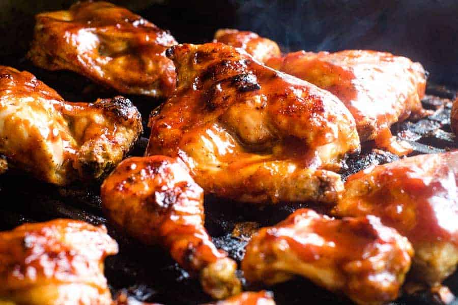 Grilled BBQ Chicken on grill