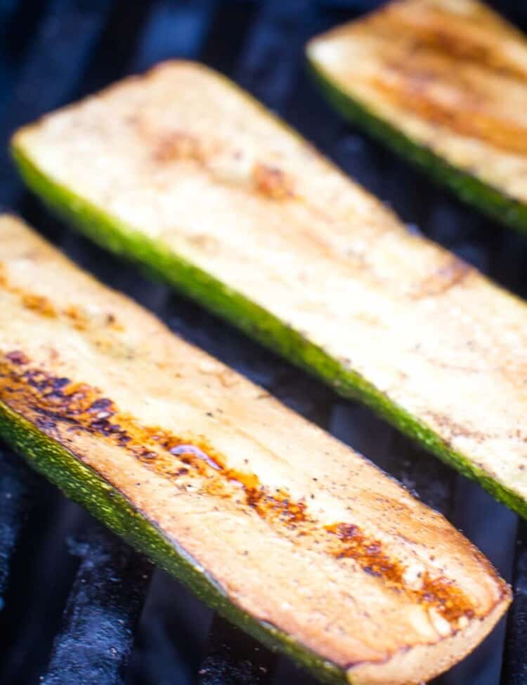 Grilled Zucchini on grill grates