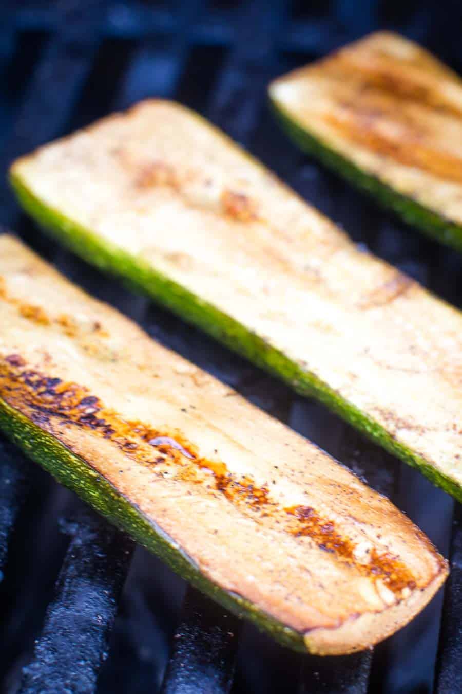 Grilled Zucchini on grill grates