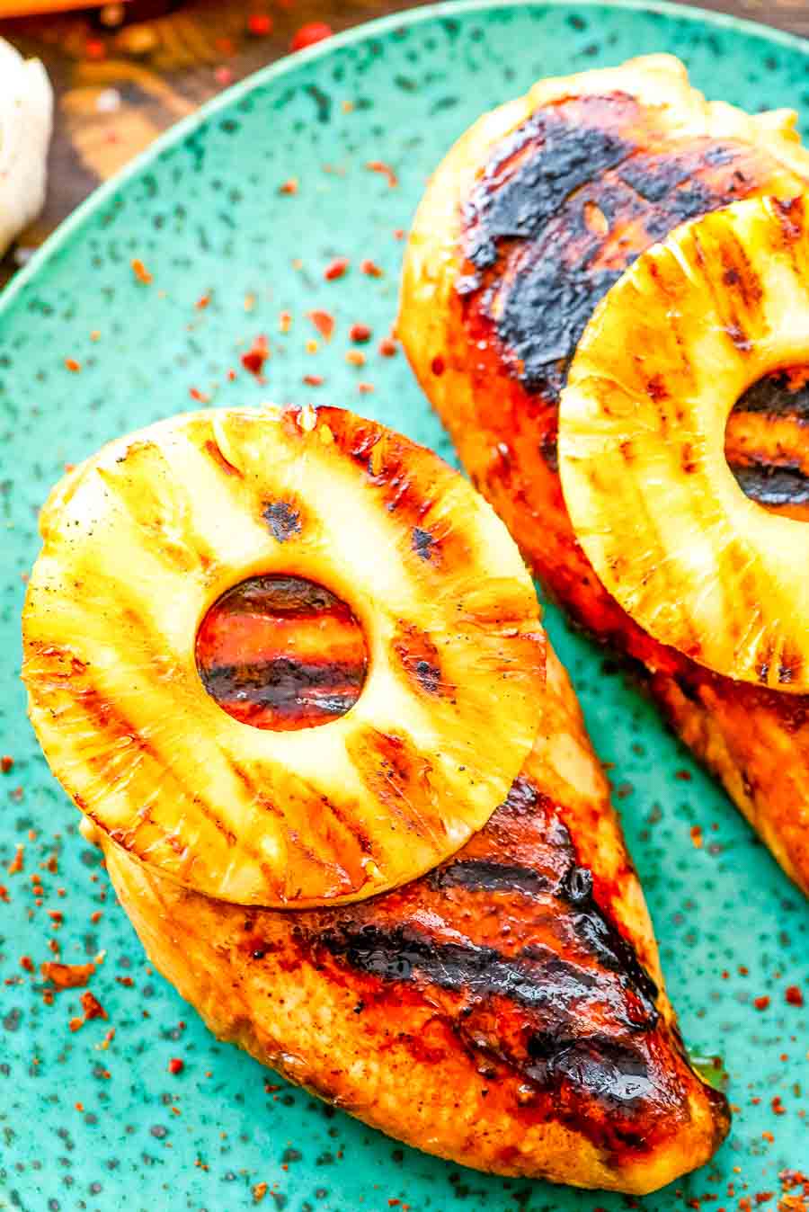 Grilled Pineapple Chicken cooked on plate