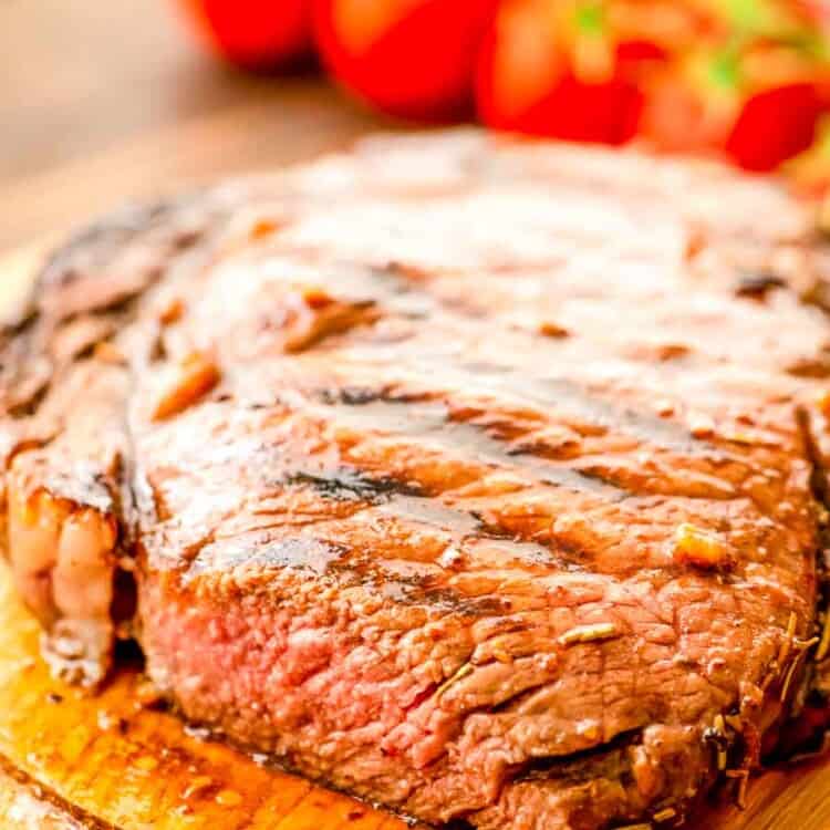 Balsamic steak on cutting board