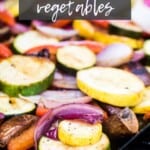 Grilled vegetables on a black grill pan