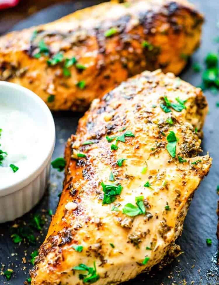 Grilled Chicken breasts made with Greek Marinade