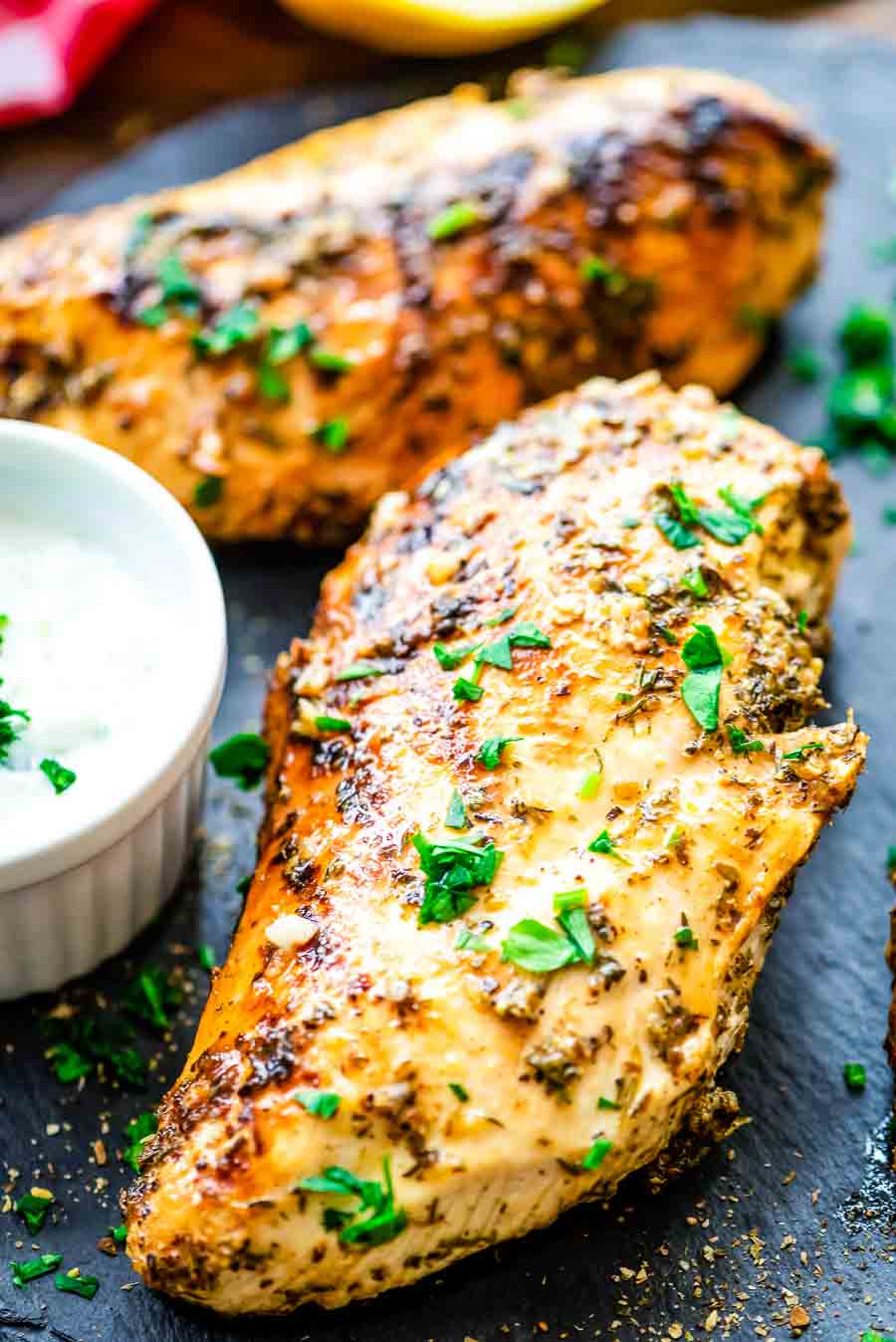 Grilled Chicken breasts made with Greek Marinade