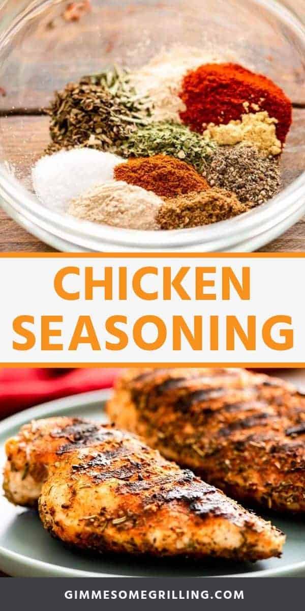 Chicken Seasoning is a quick and easy way to take your baked, grilled or smoke chicken to the next level! It includes a few basic seasonings like smoked paprika, garlic powder and more. Throw it in a bowl, mix it up and rub it onto you chicken. Then prepare it the way you would like! #chicken #seasoning via @gimmesomegrilling