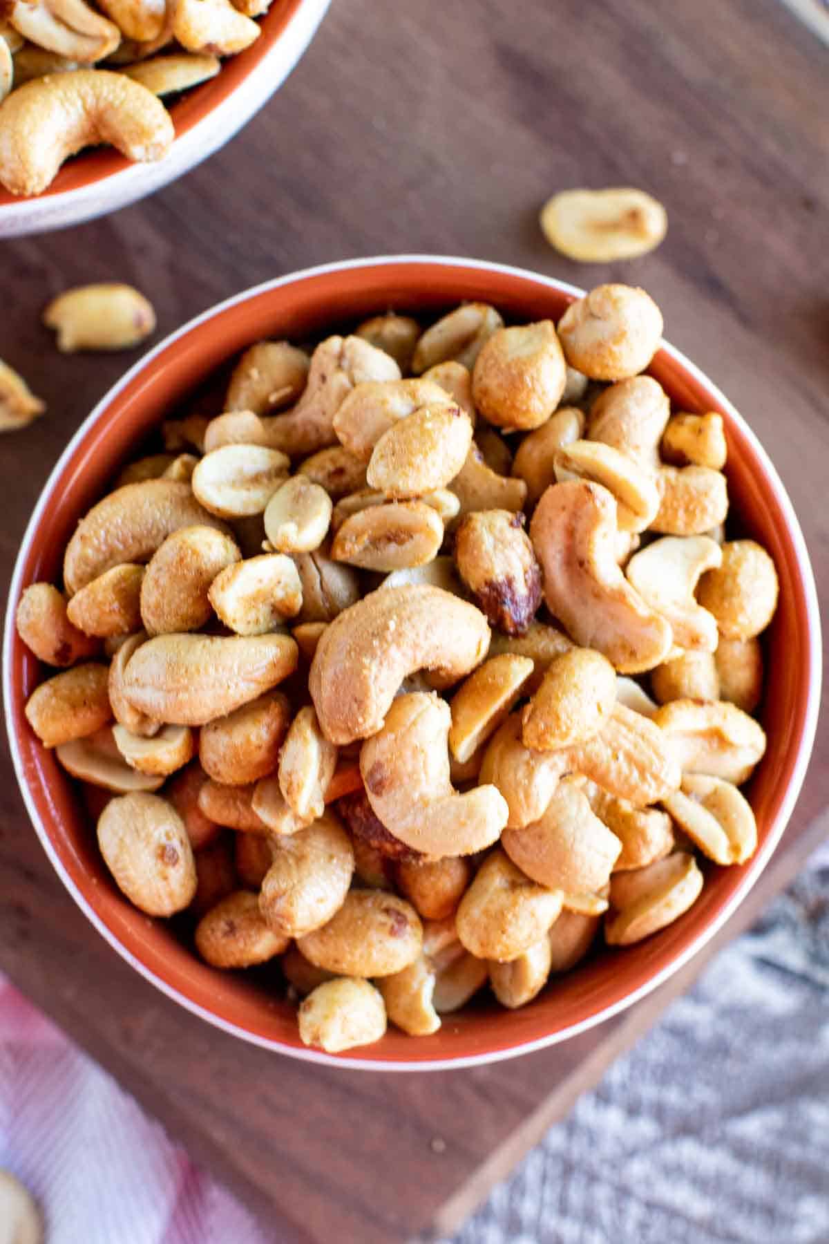 Bowl of smoked nuts