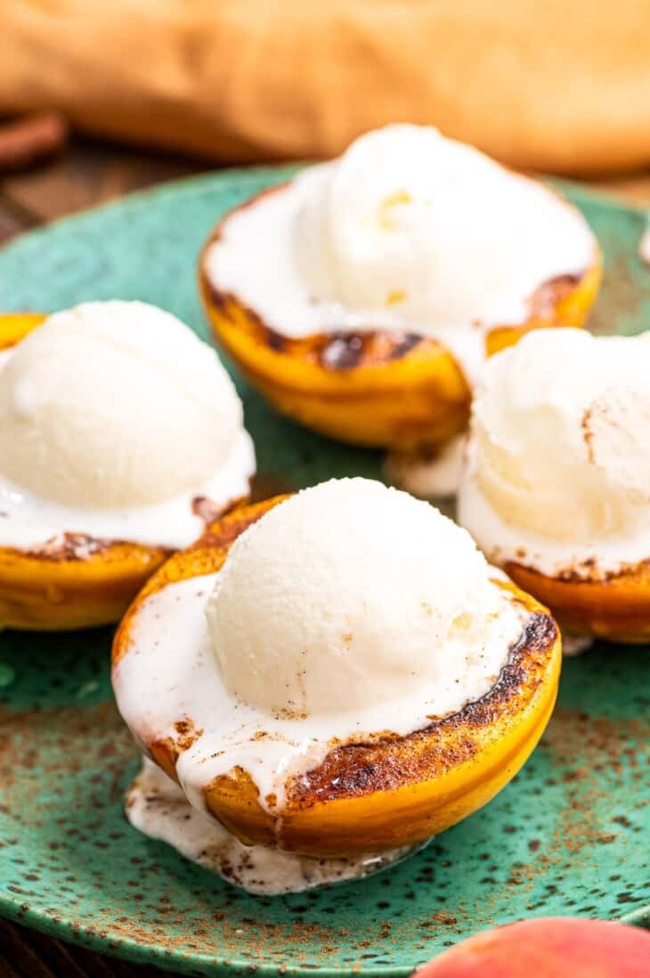 Grilled Peaches with Vanilla Ice Cream