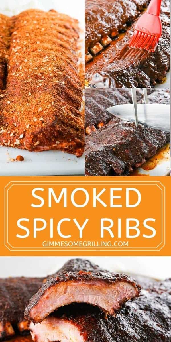 Level up your smoked ribs with this delicious Spicy Smoked Ribs recipe! It uses the 3-2-1 method of smoking ribs which gives you a fail proof method for achieving fall off the bone tender ribs every single time! via @gimmesomegrilling