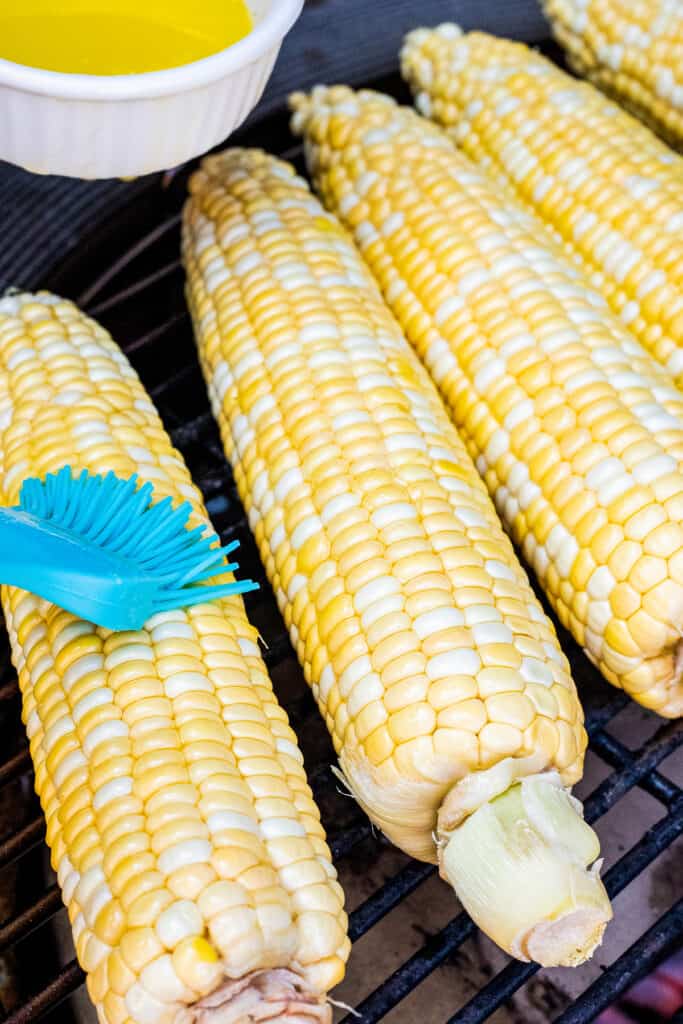 Brush corn on the cob with a butter mixture