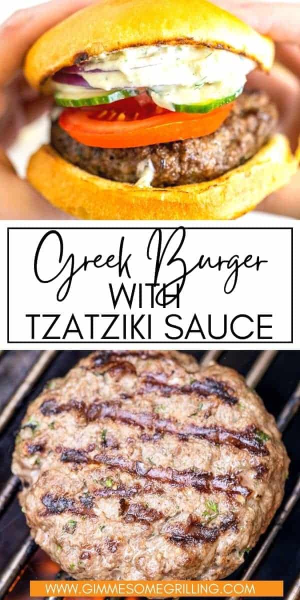 Mouthwatering, juicy Greek Burgers with Tzatziki Sauce are the perfect way to mix up your summer grilling! These burgers are bursting with flavor from a combination of ground beef, Greek seasonings, and onion. Top them with thinly sliced red onion, tomato, cucumber, feta cheese and Tzatziki Sauce for the ultimate burger! via @gimmesomegrilling