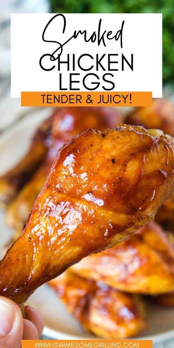 Smoked Chicken Legs are an easy, delicious smoker recipe that can't be beat! They are perfect for dinners, picnics and parties. Season them, smoke them on the Traeger and brush them with BBQ sauce for a sweet, sticky finish! via @gimmesomegrilling