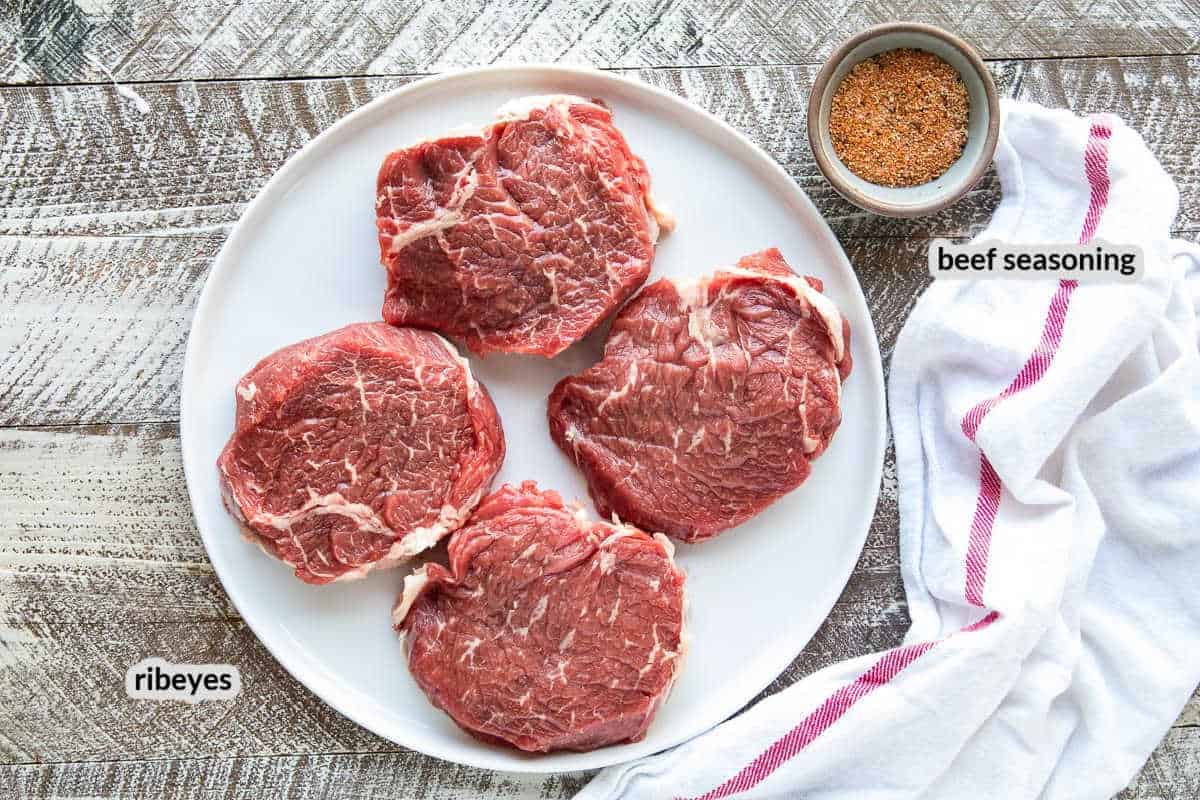 Overhead image of Grilled Ribeye Ingredients