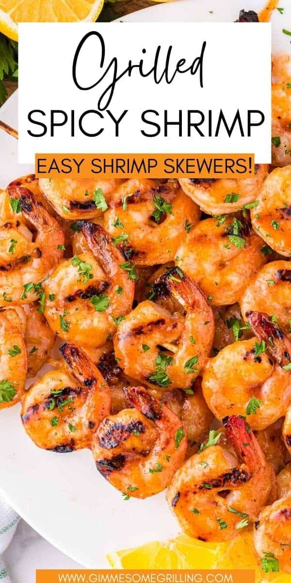 Spicy Shrimp Kabobs made on your grill are so easy to make. The perfect quick and easy dinner on the grill. A spicy shrimp marinade that makes these shrimp skewers burst with flavor! via @gimmesomegrilling