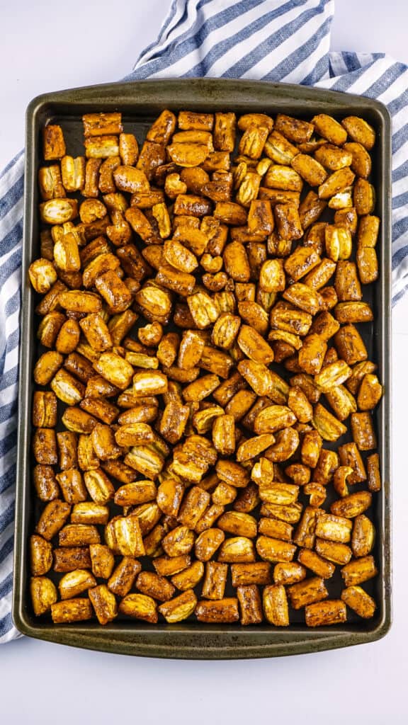 Overhead image of pan of taco seasoned sourdough pretzel bites