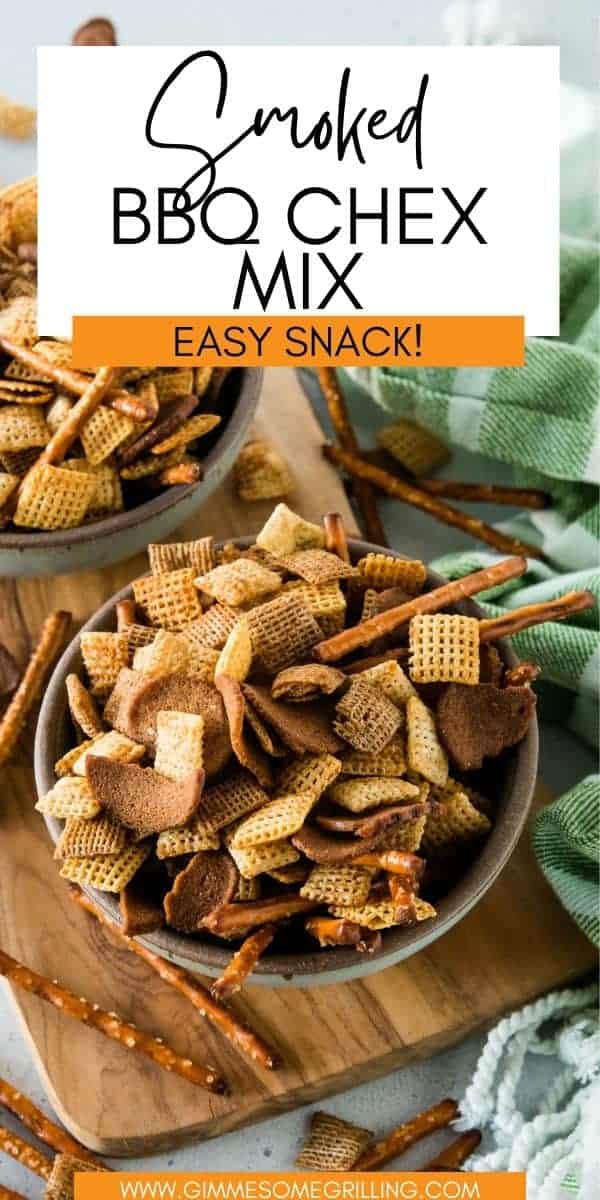BBQ Smoked Chex Mix is a quick and easy Traeger recipe perfect for holiday gatherings, parties, watching the game and so much more. An easy snack mix that's seasoned with a BBQ Rub, melted butter and Worcestershire sauce.  via @gimmesomegrilling