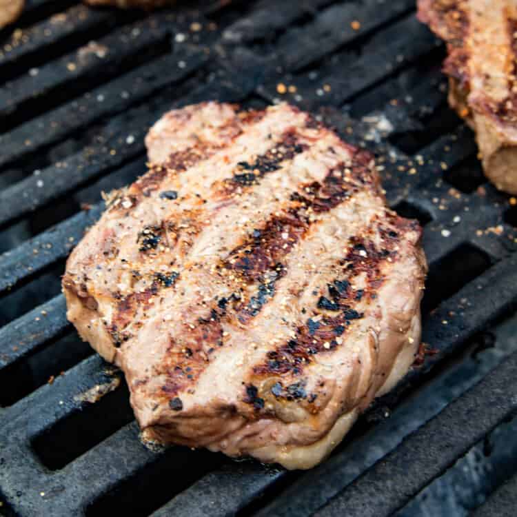 Grilled Ribeye on grill grates