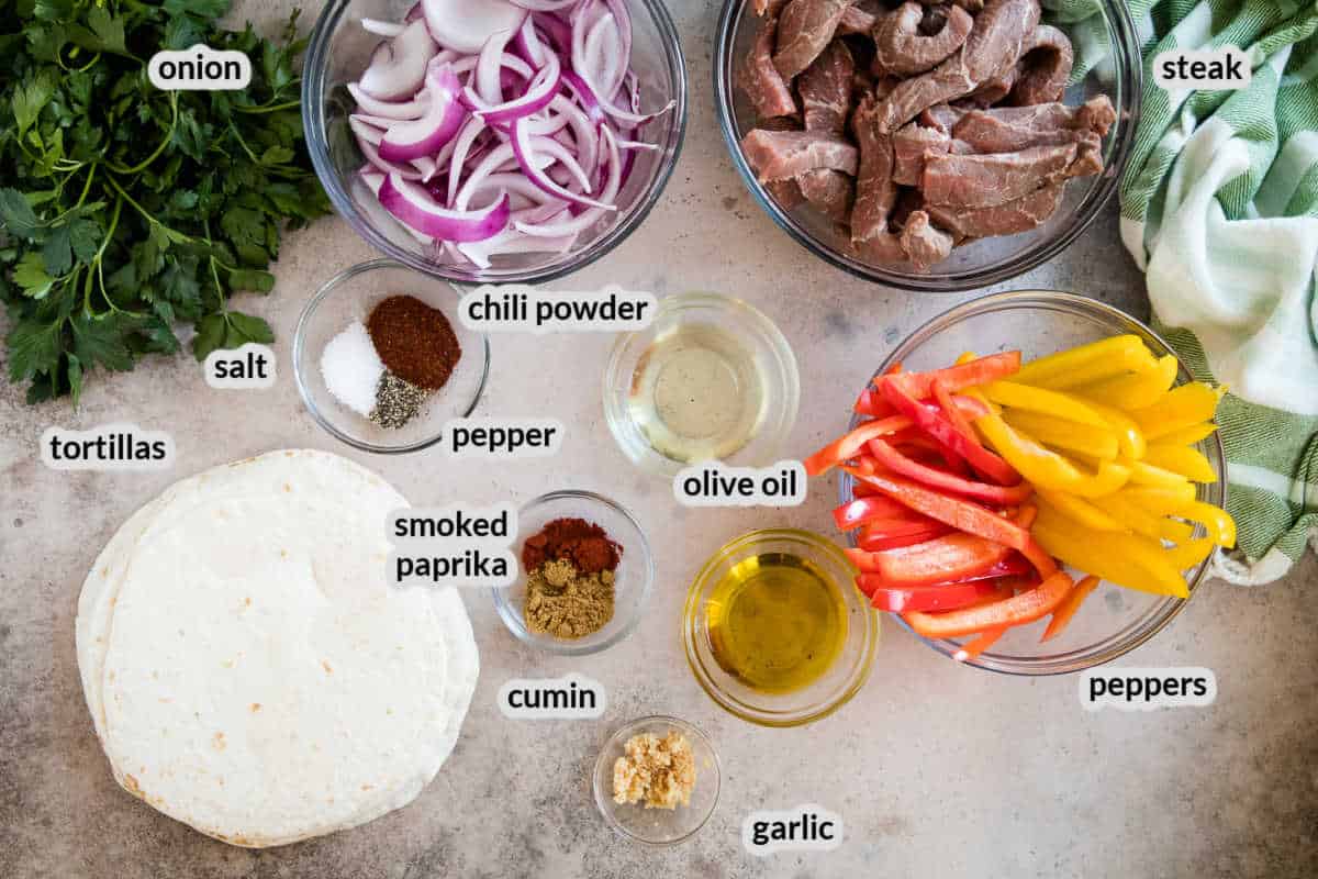 Ingredients Needed to make Blackstone Steak Fajitas
