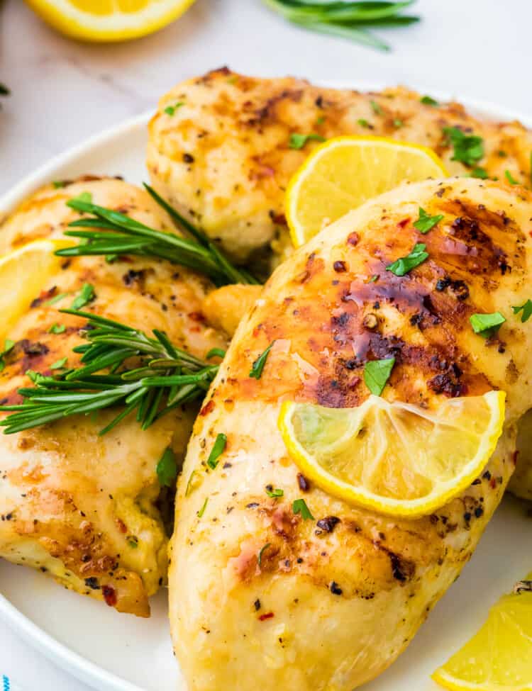 Grilled Lemon Chicken on white plate