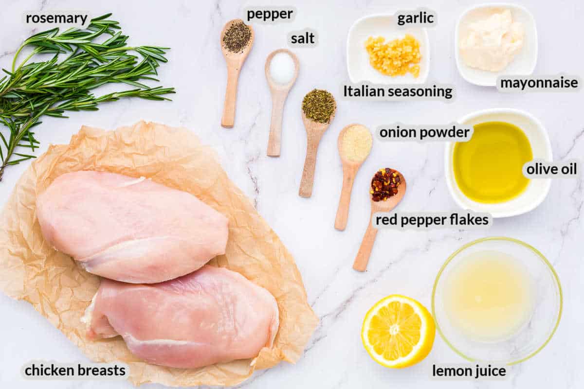 Overhead image of Grilled Lemon Chicken Ingredients
