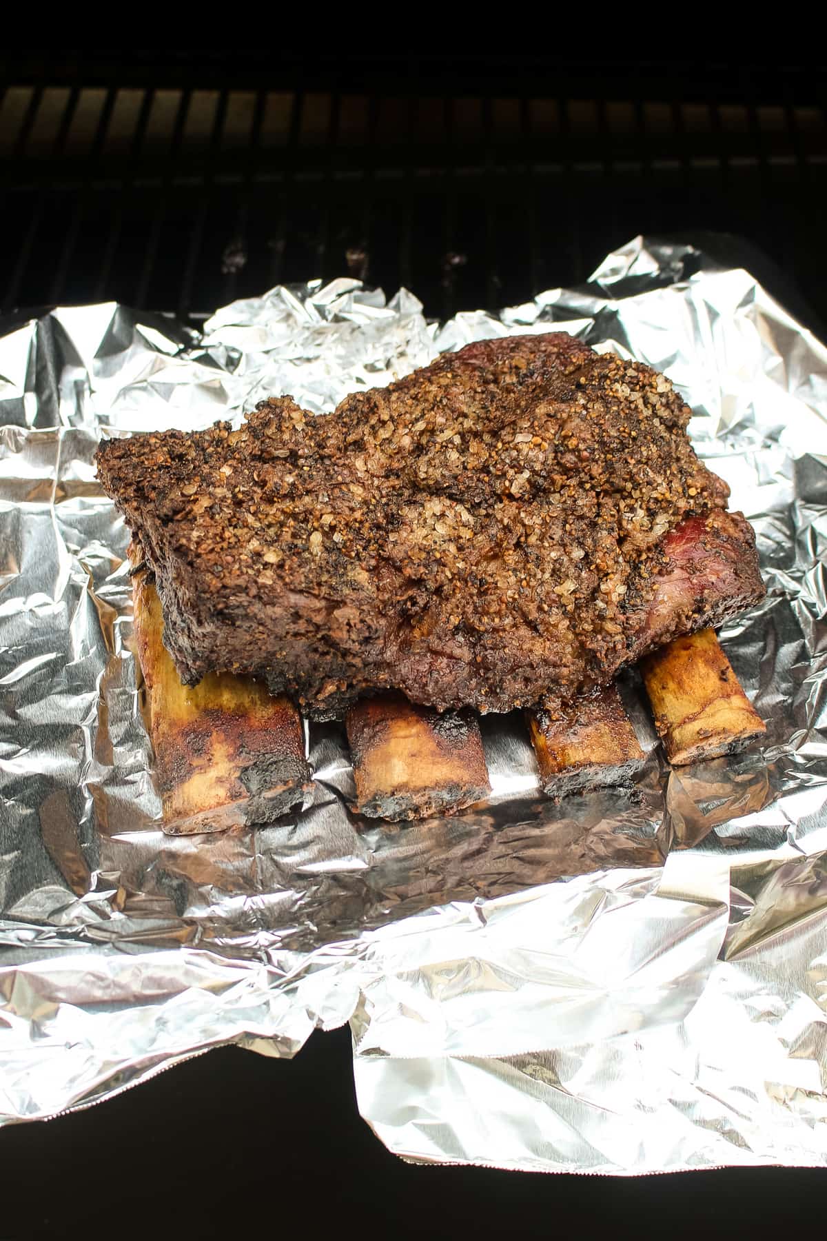 Beef ribs on foil