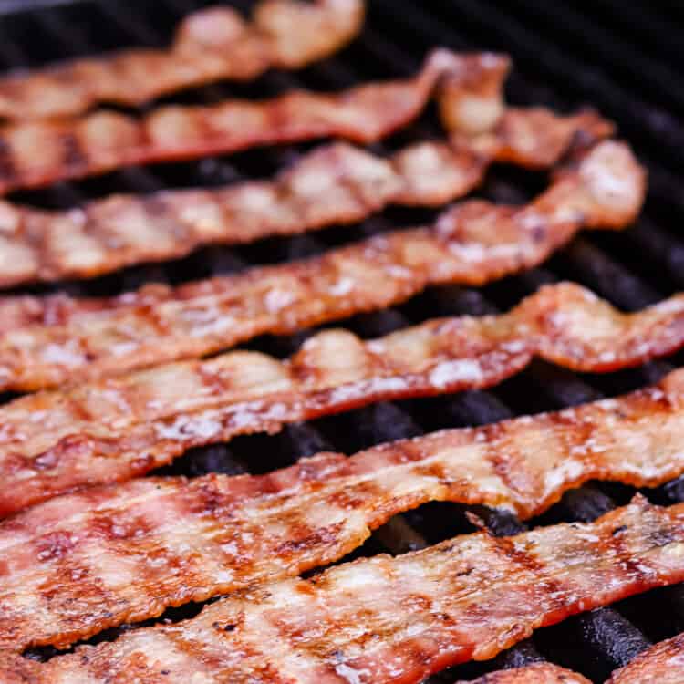 Cooked bacon on grill