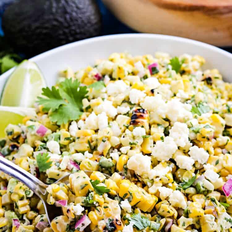 Grilled Mexican Street Corn Salad in bowl