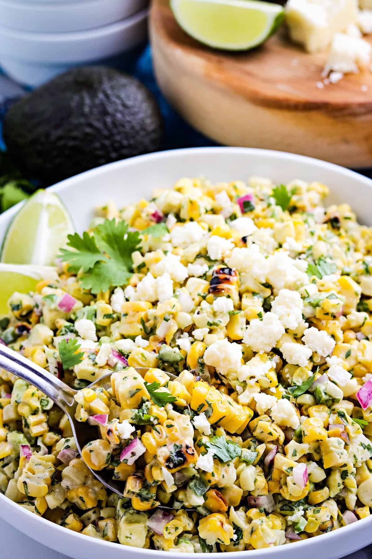 Grilled Mexican Street Corn Salad in bowl