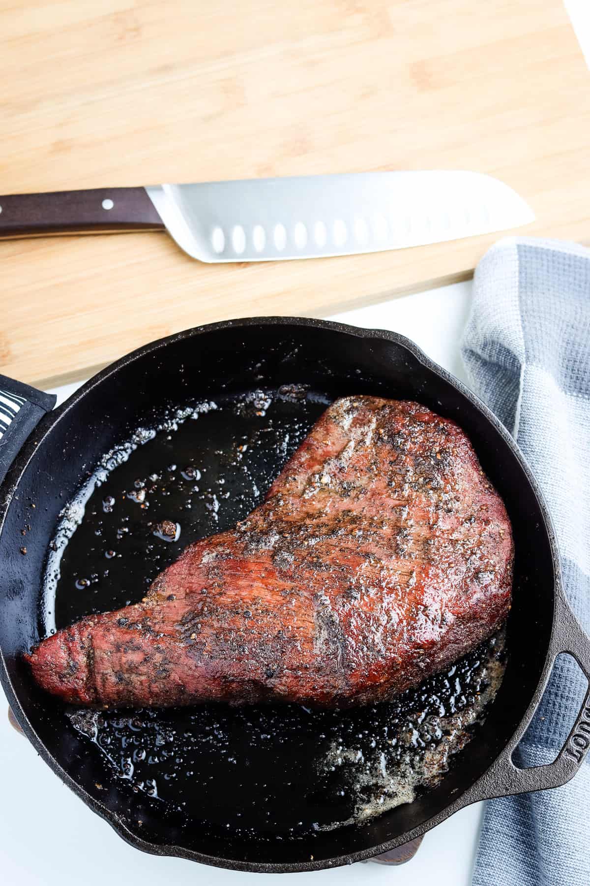 Searing tri tip in cast iron skillet