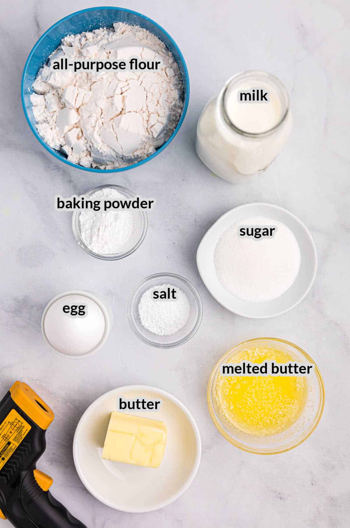 Overhead Image of Blackstone Pancakes Ingredients