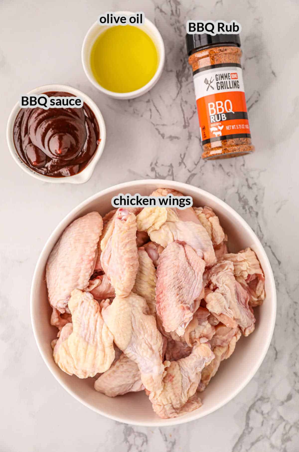 Overhead Image of Smoked Chicken Wings Ingredients
