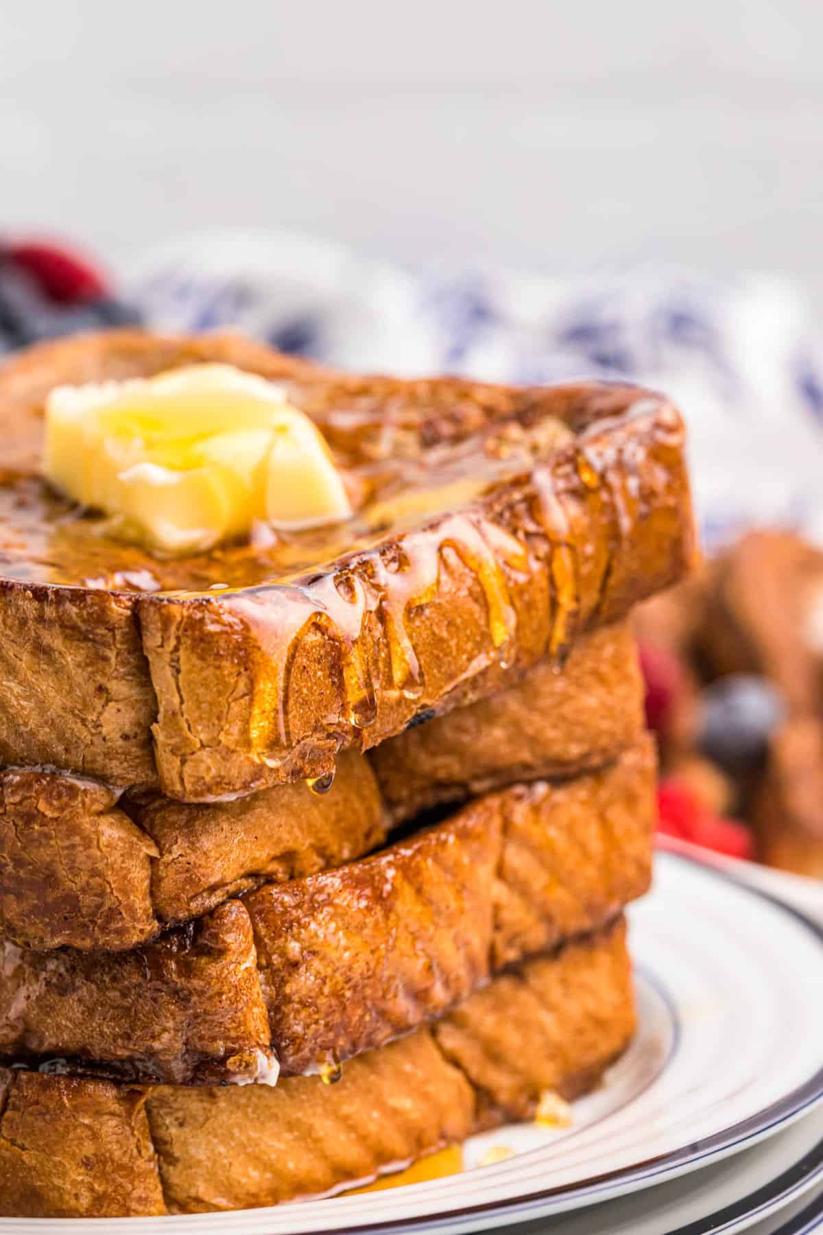 Blackstone French Toast Recipe Smothered in Butter and Syrup