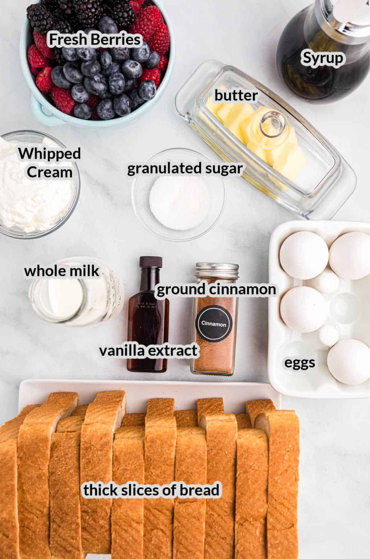 Overhead Image of Blackstone French Toast Ingredients