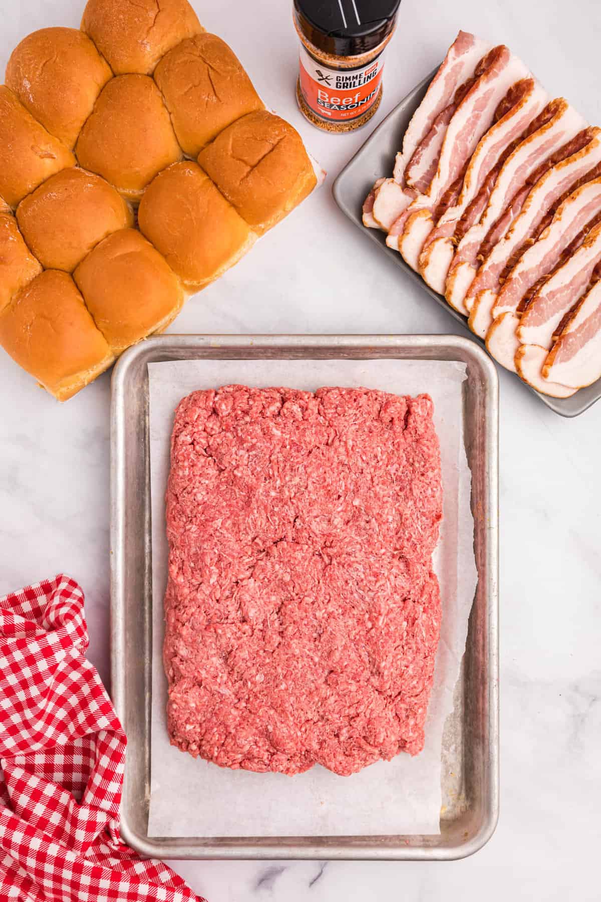 80/20 Ground Beef for Blackstone Bacon Cheeseburger Sliders