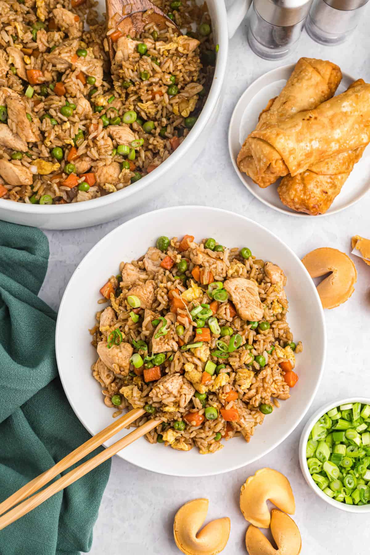 Blackstone Chicken Fried Rice Recipe in Bowl with Chopsticks