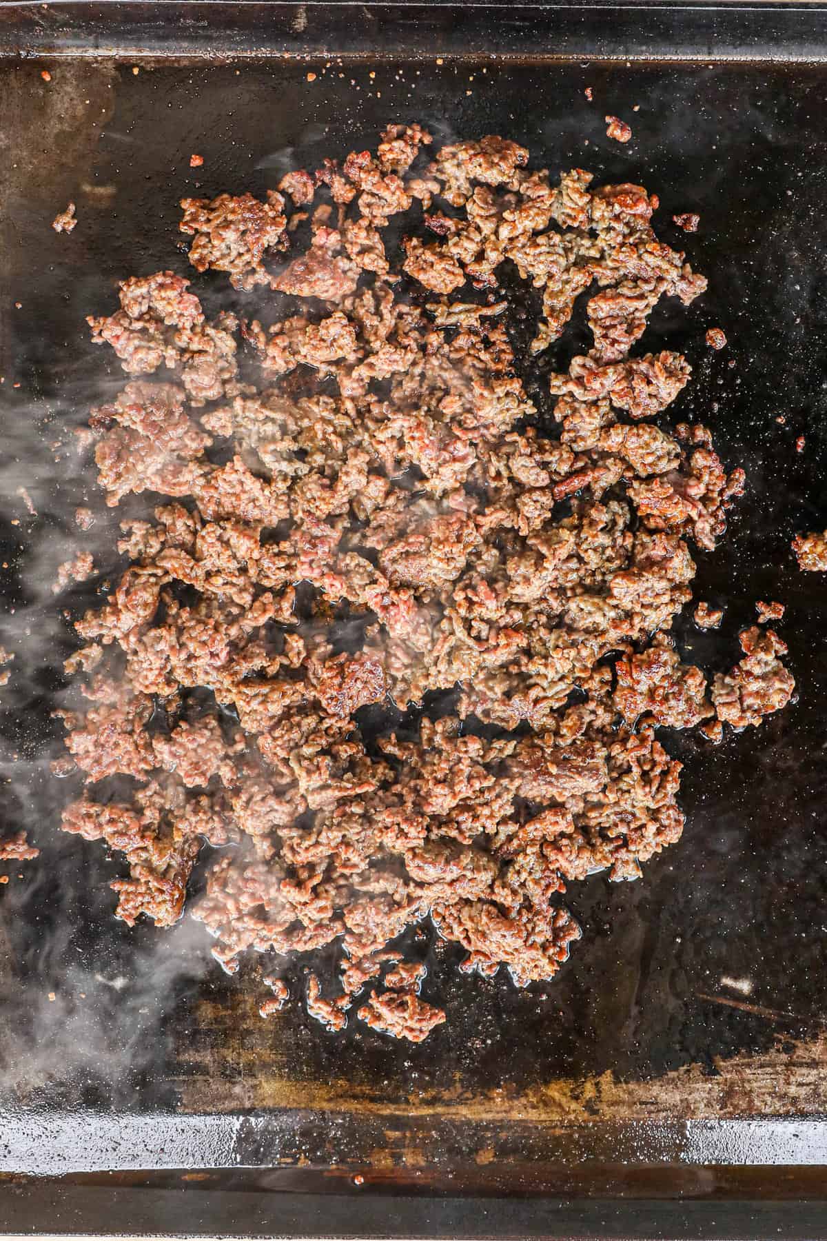 Seasoned Ground Beef on Blackstone for Crunch wraps recipe
