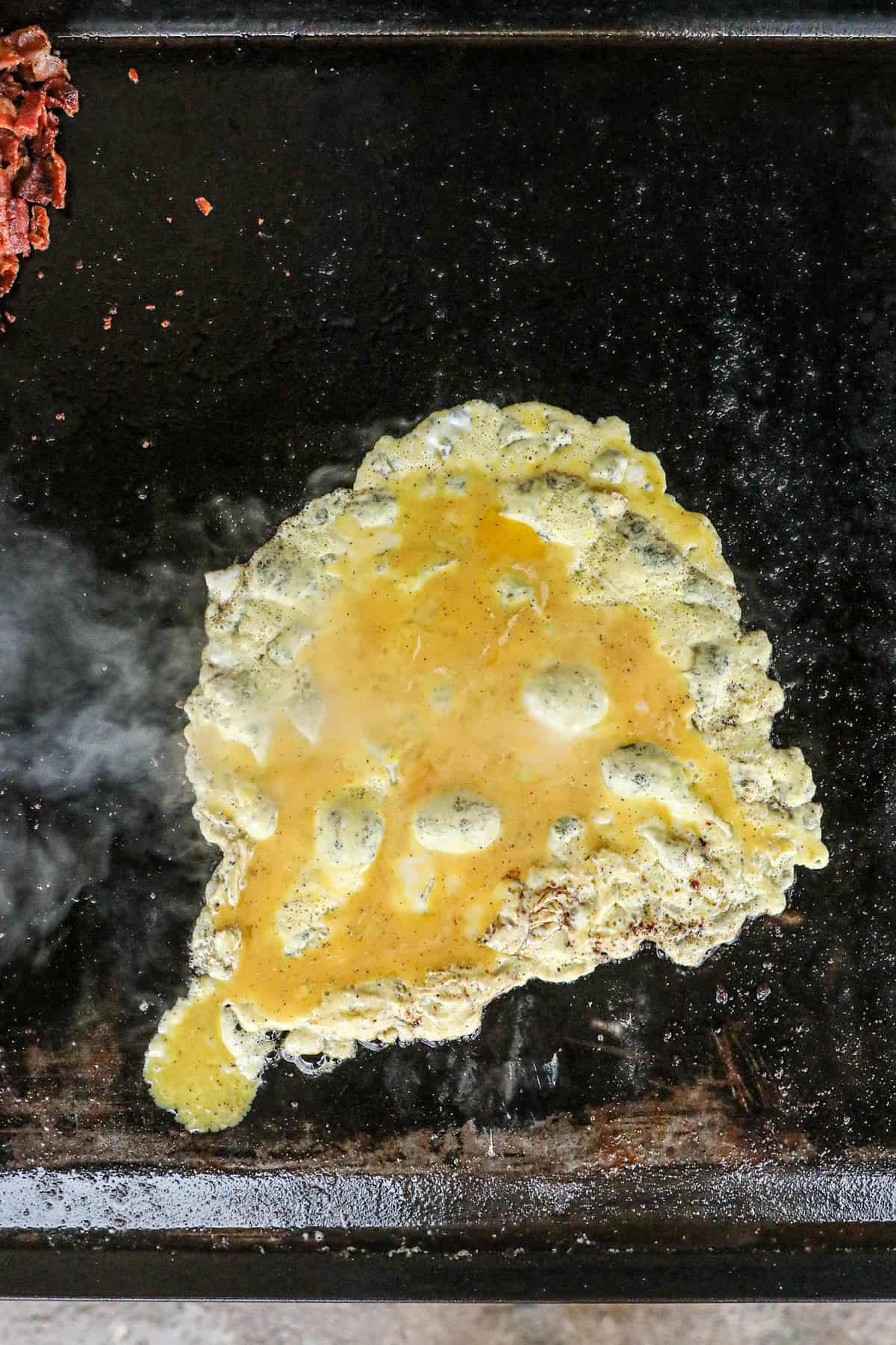 Egg on Blackstone for Omelette on Blackstone