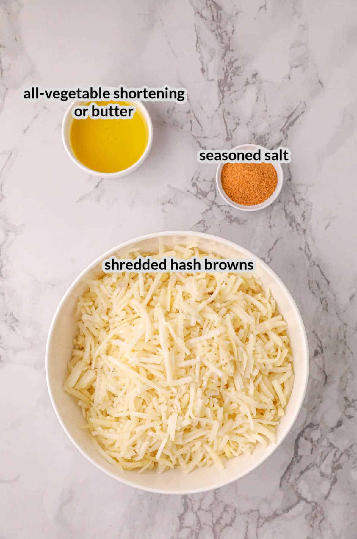 Overhead Image of Hash Browns on Blackstone Ingredients