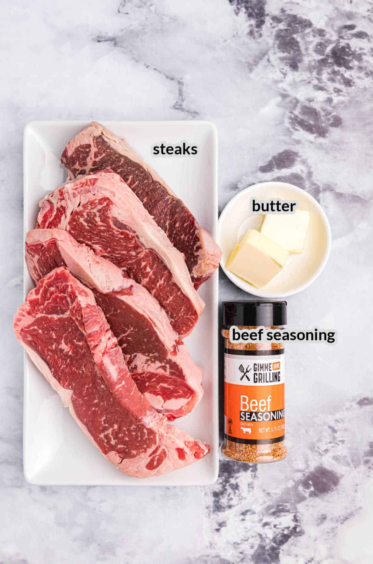 Overhead Image of Blackstone Steaks Ingredients