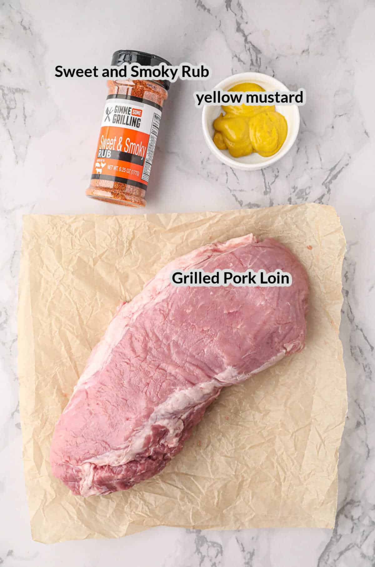 Overhead Image of Grilled Pork Loin Ingredients
