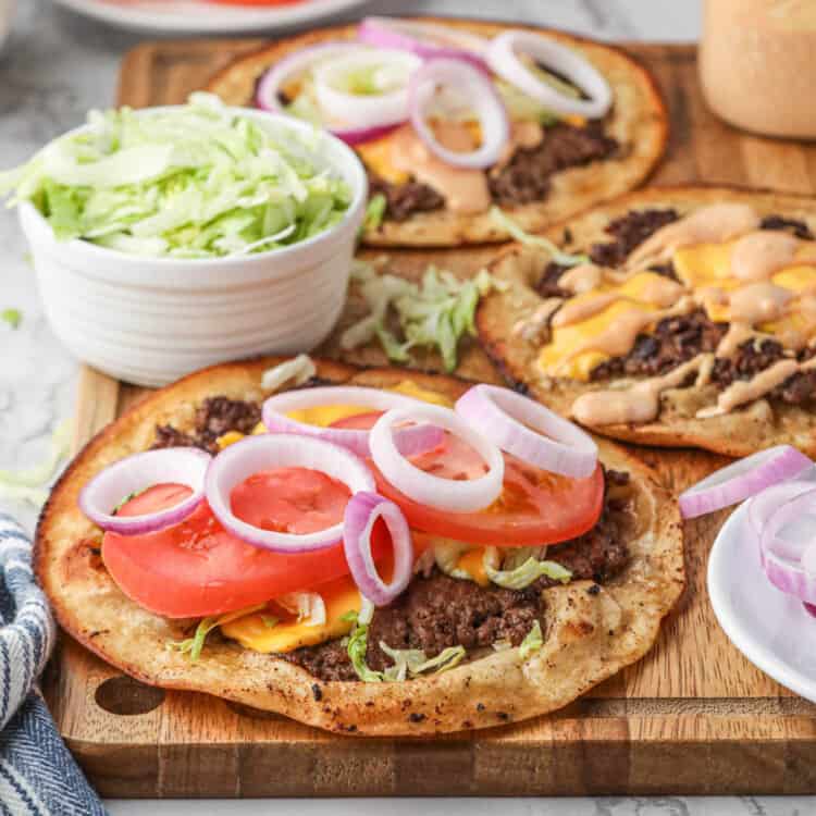 Smash Burger Tacos on Serving Platter
