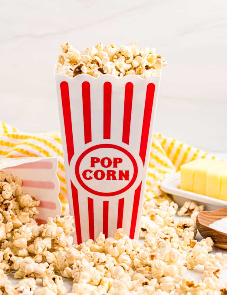 Blackstone Popcorn in popcron bucket with salt and butter
