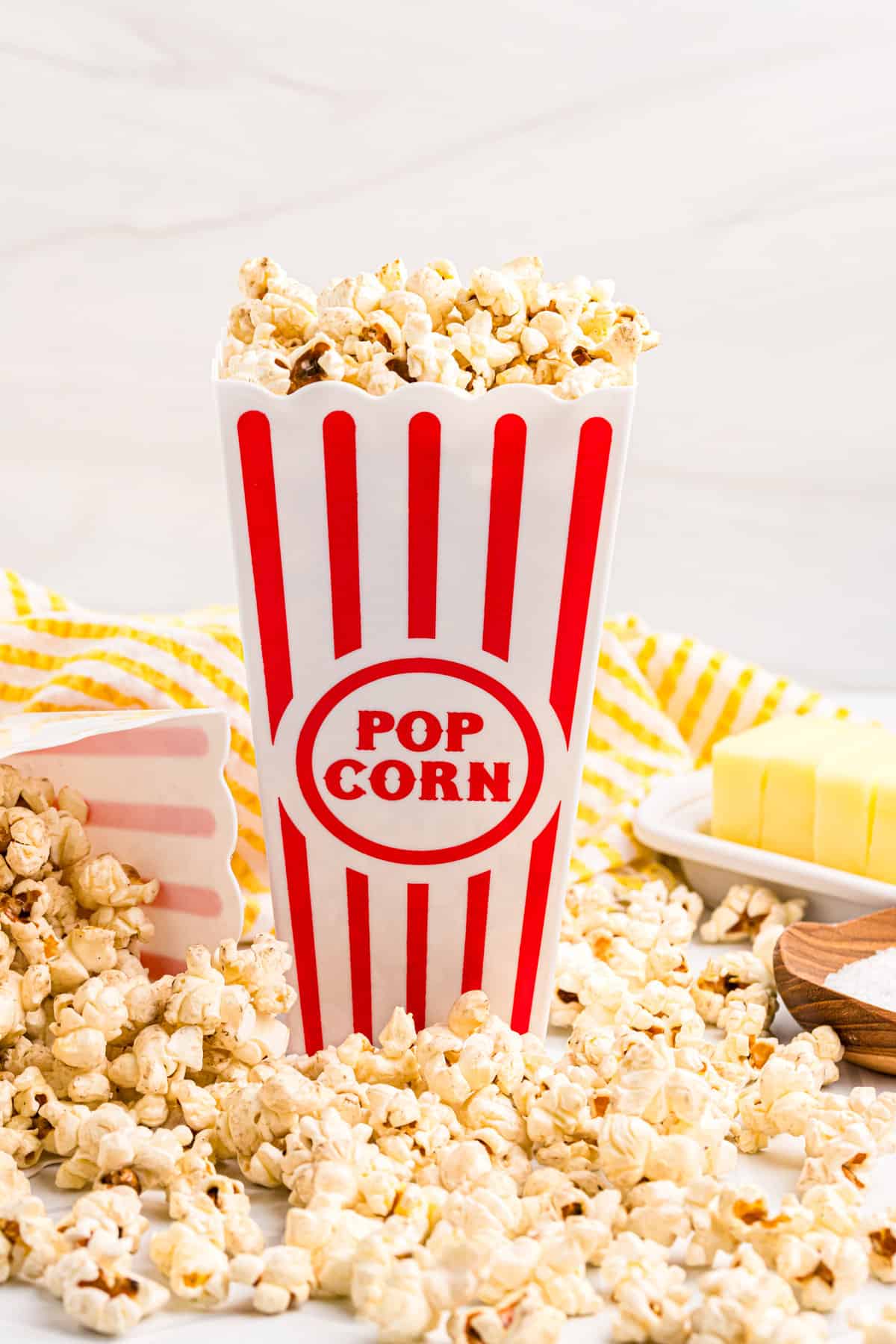 Blackstone Popcorn in popcron bucket with salt and butter