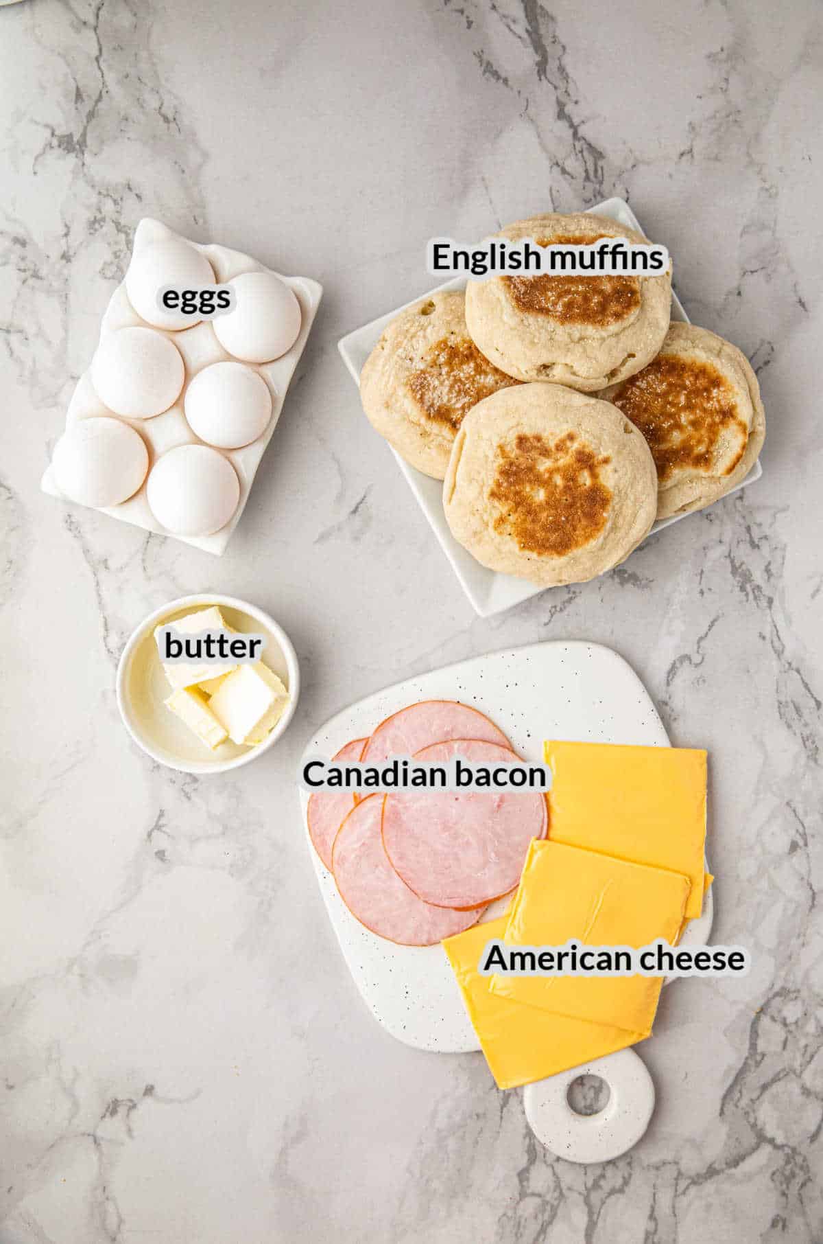 Overhead Image of Blackstone Breakfast Sandwich Ingredients