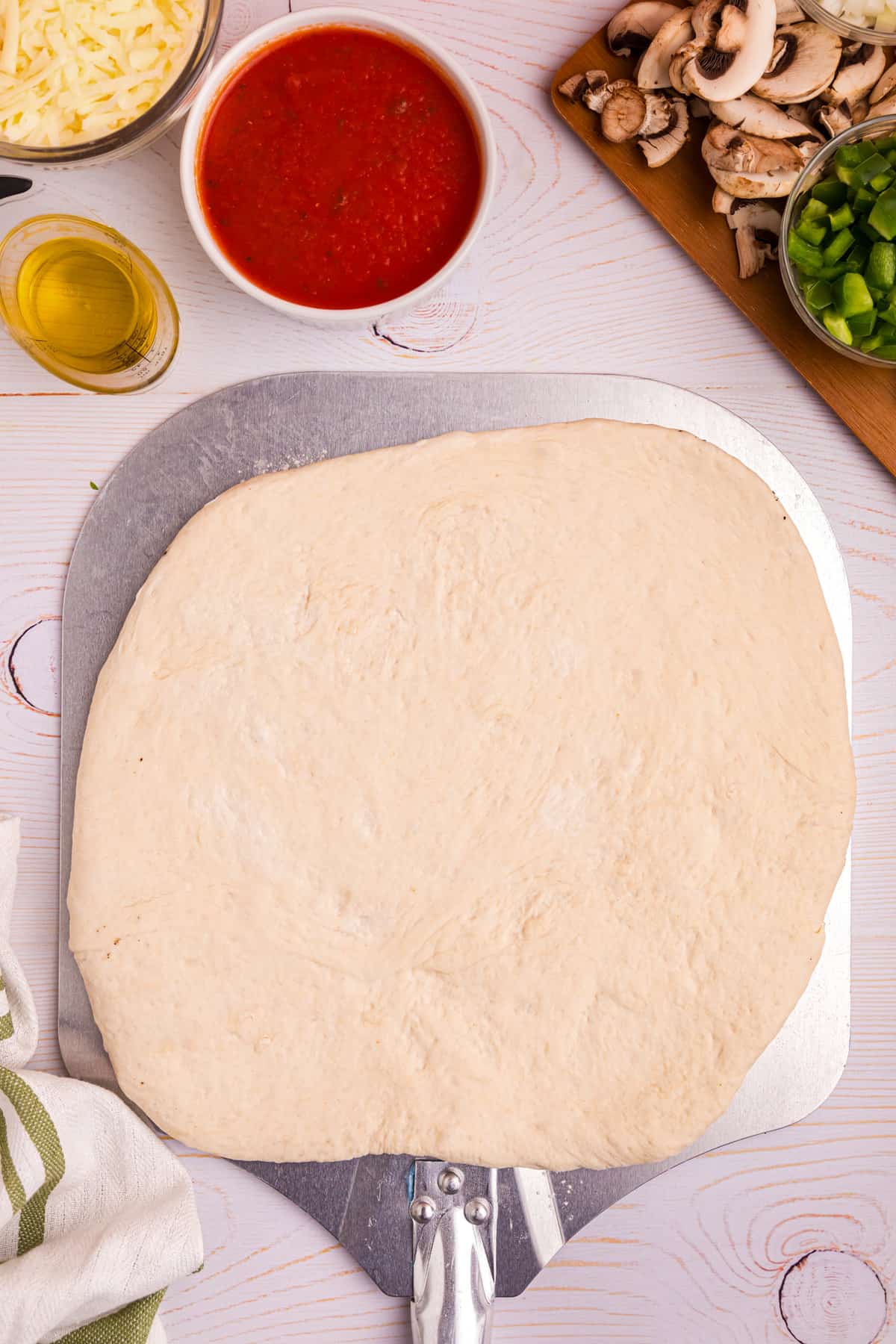 Blackstone Pizza dough rolled out 