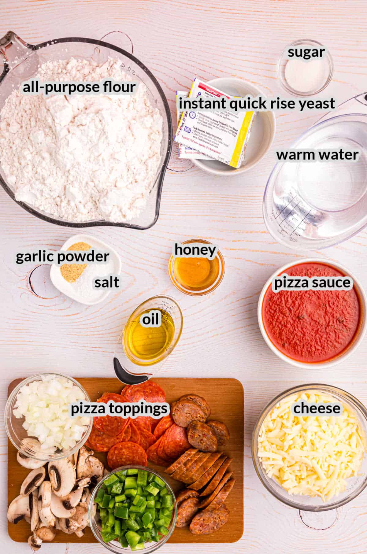 Overhead Image of Blackstone Pizza Ingredients