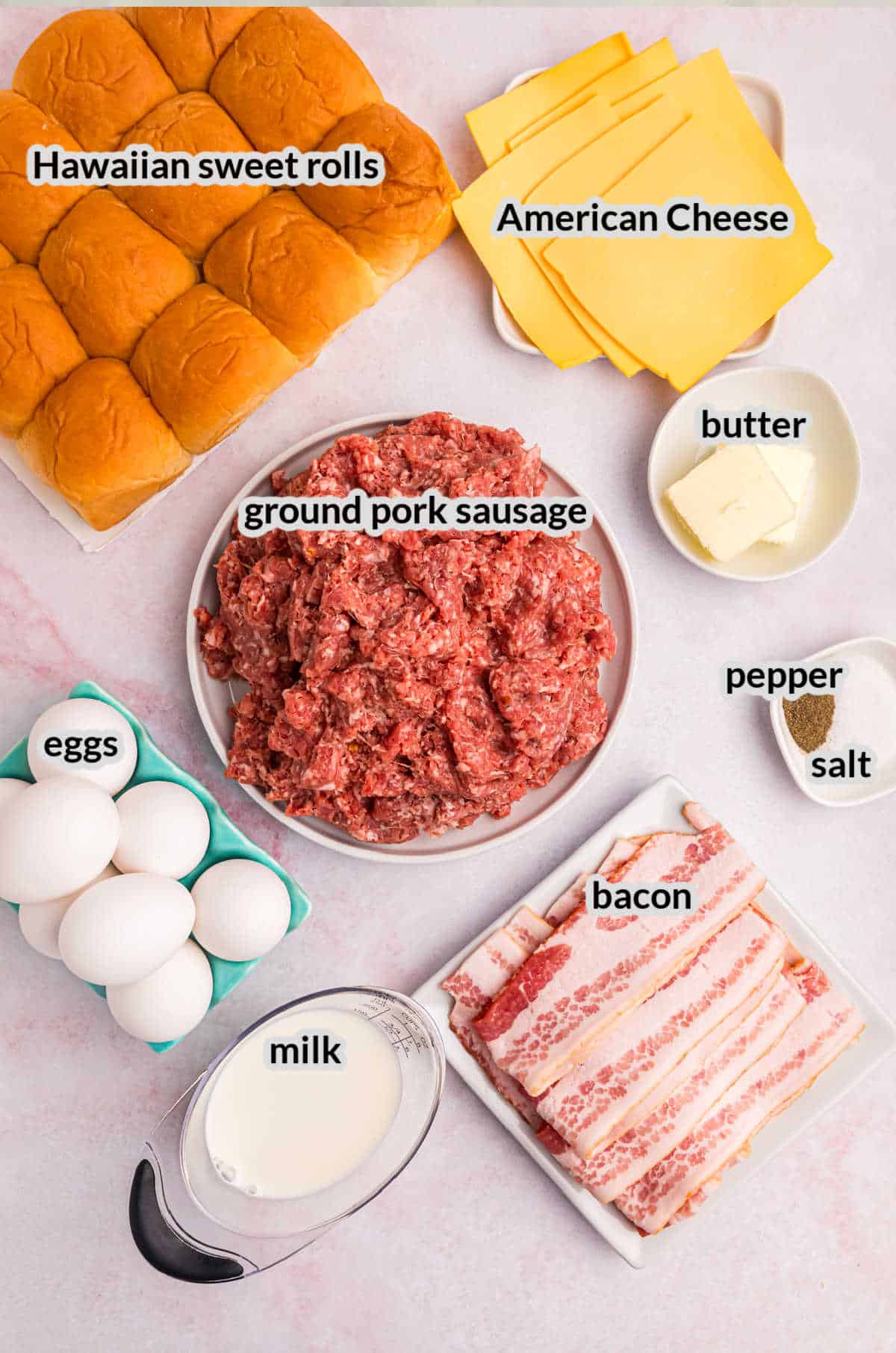 Overhead Image of Blackstone Breakfast Sliders Ingredients