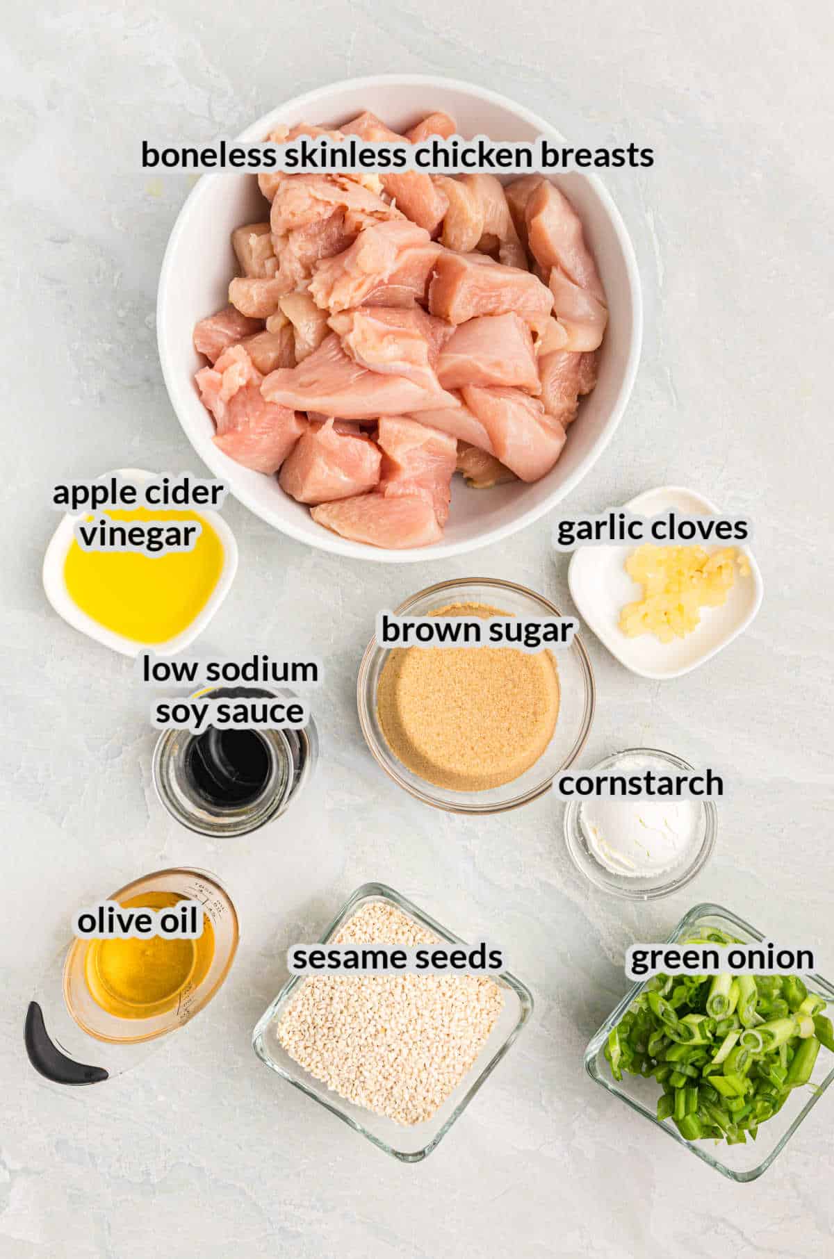 Overhead Image of Blackstone Teriyaki Chicken Ingredients