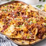 Smoked Brisket Nachos on Cooking Sheet