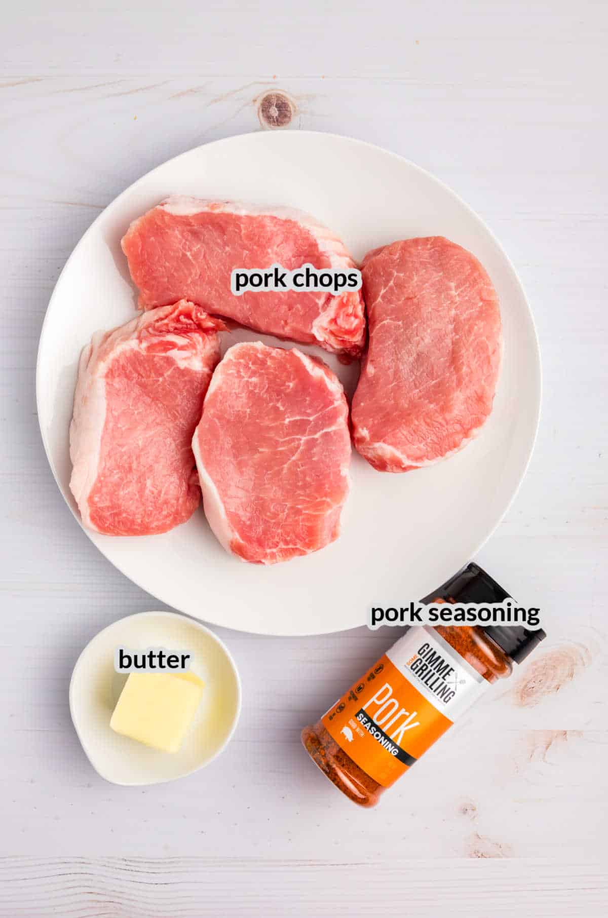 Overhead Image of Blackstone Pork Chops Ingredients