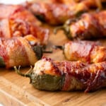 Closeup square image of Texas Twinkies on cutting board
